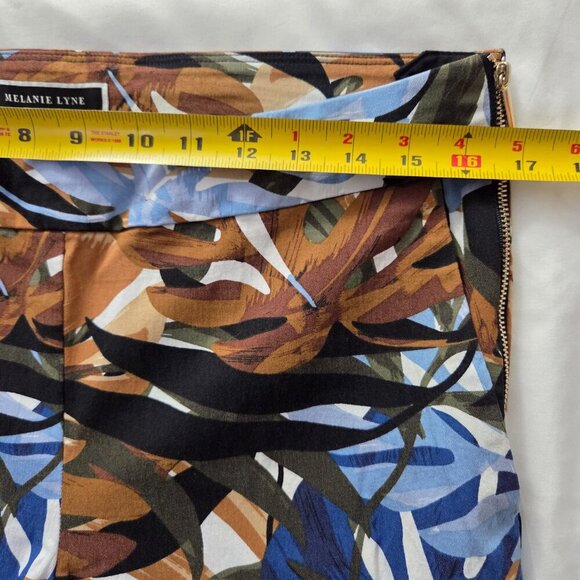 Melanie Lyne Tropical Leaf Print Ankle Pants | Stretch Trousers | Size 12 - Picture 7 of 10